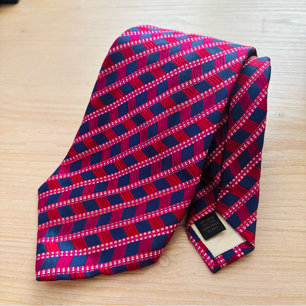Altea Milano Pink Red Blue Rochester Big And Tall Geometric Wide Designer Tie